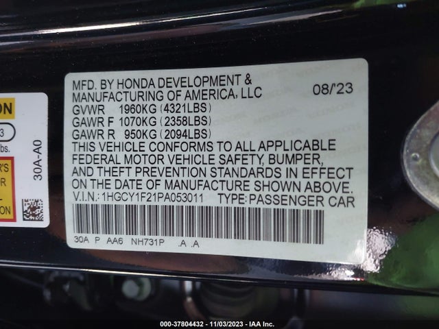 Honda ACCORD LX 2023 1HGCY1F21PA053011 Image 9