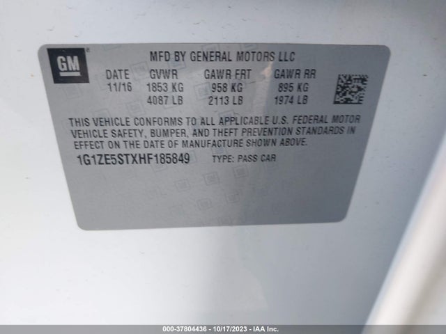 Chevrolet MALIBU LT 2017 1G1ZE5STXHF185849 Image 9