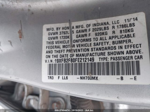 19XFB2F80FE212149 Honda Civic Sedan Ex