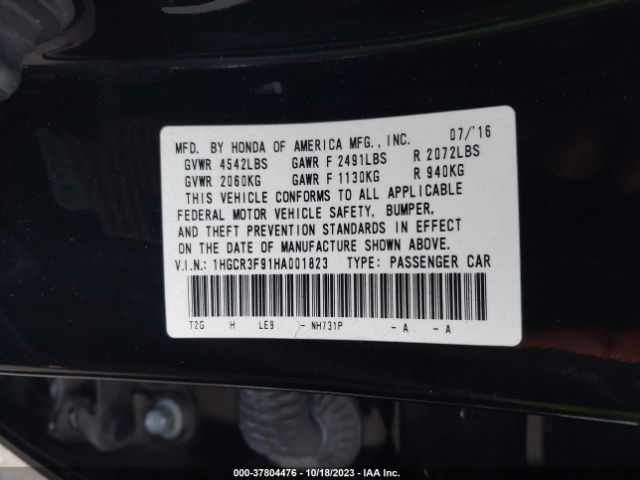 1HGCR3F91HA001823 Honda Accord Touring V6