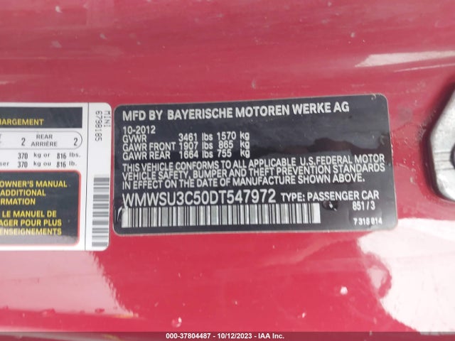 2013 MINI HARDTOP WMWSU3C50DT547972 Photo 8