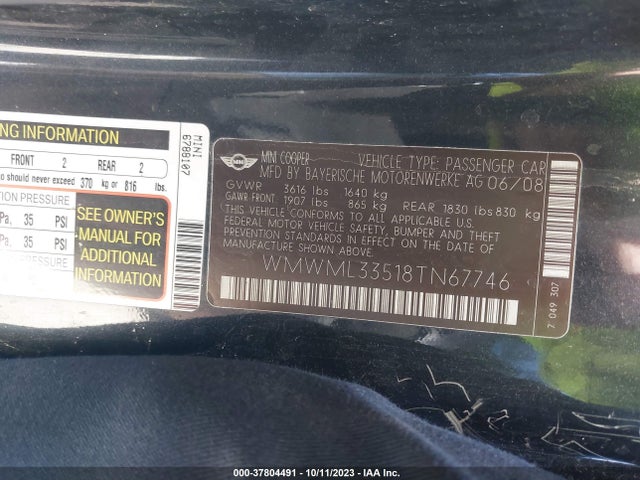 2008 MINI COOPER CLUBMAN WMWML33518TN67746 Photo 8