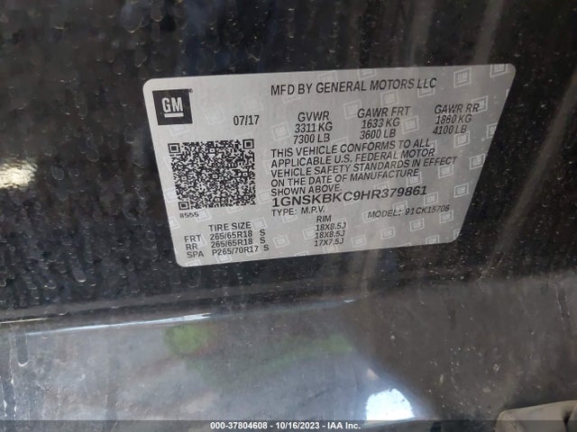Chevrolet Tahoe Lt 2017 1GNSKBKC9HR379861 Image 9