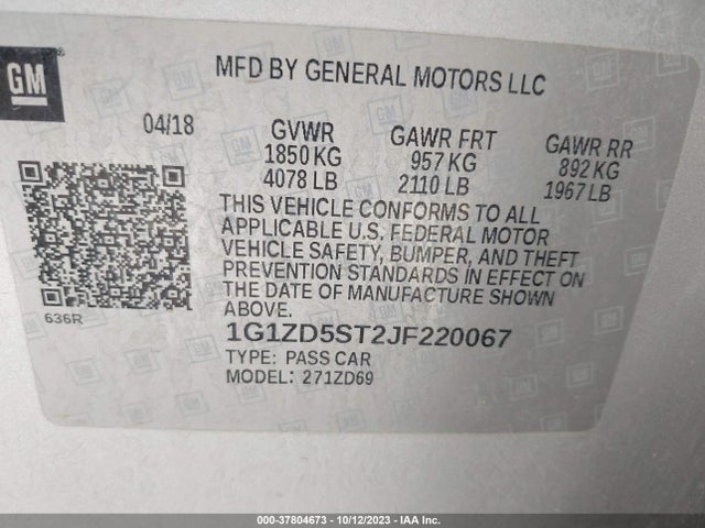 Chevrolet MALIBU LT 2018 1G1ZD5ST2JF220067 Image 9