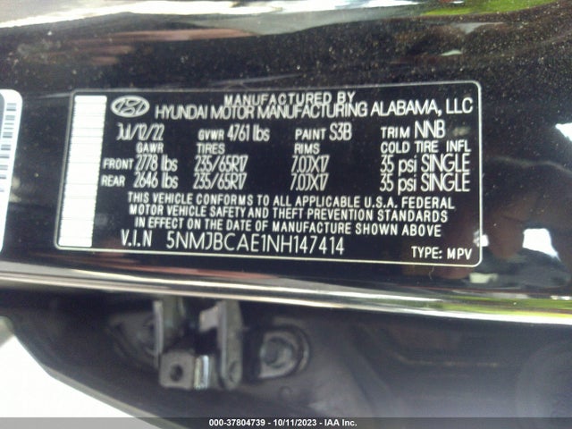 Hyundai TUCSON SEL 2022 5NMJBCAE1NH147414 Image 9