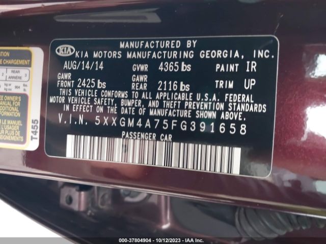 KIA Optima Lx 2015 5XXGM4A75FG391658 Image 9