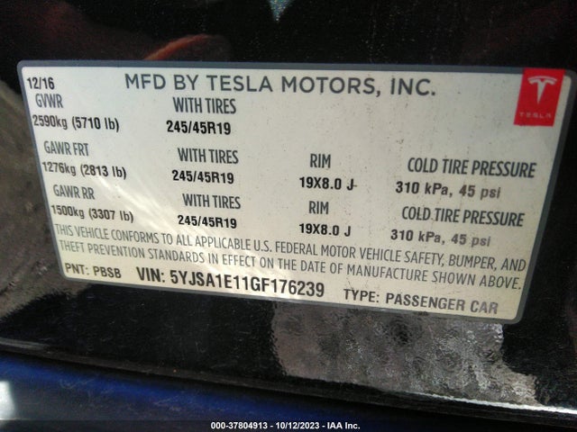 5YJSA1E11GF176239 Tesla Model S 70 Kwh