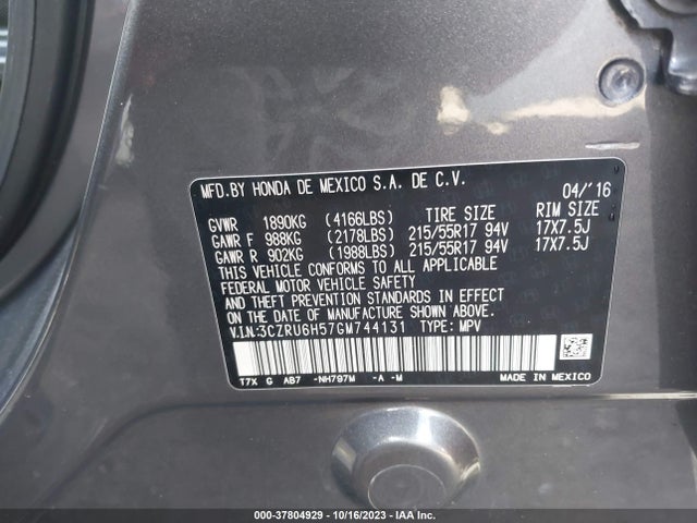 Honda HR-V EX 2016 3CZRU6H57GM744131 Image 9