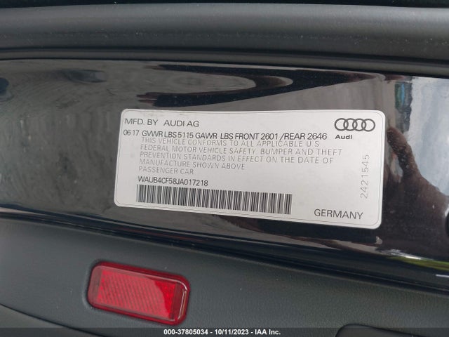 WAUB4CF58JA017218 Audi S5 Sportback Premium Plus