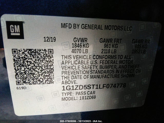 Chevrolet MALIBU LT 2020 1G1ZD5ST1LF074778 Image 9