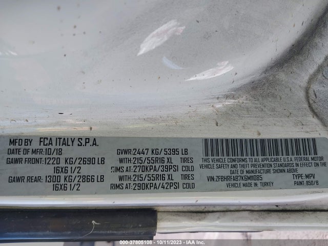 ZFBHRFAB7K6M11085 RAM Promaster City Tradesman