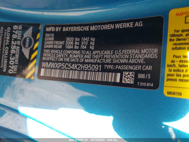 2019 MINI HARDTOP WMWXP5C54K2H95091 Photo 8