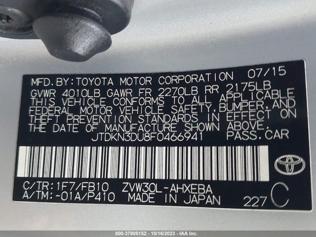 Toyota Prius Four 2015 JTDKN3DU8F0466941 Image 9