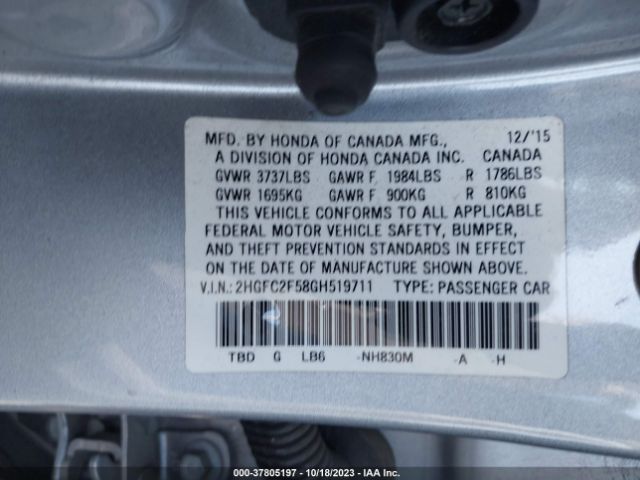 2HGFC2F58GH519711 Honda Civic Sedan Lx