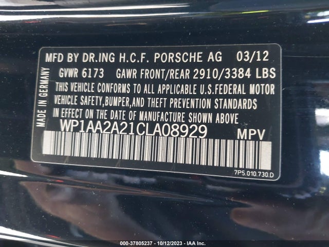 2012 PORSCHE CAYENNE WP1AA2A21CLA08929 Photo 8