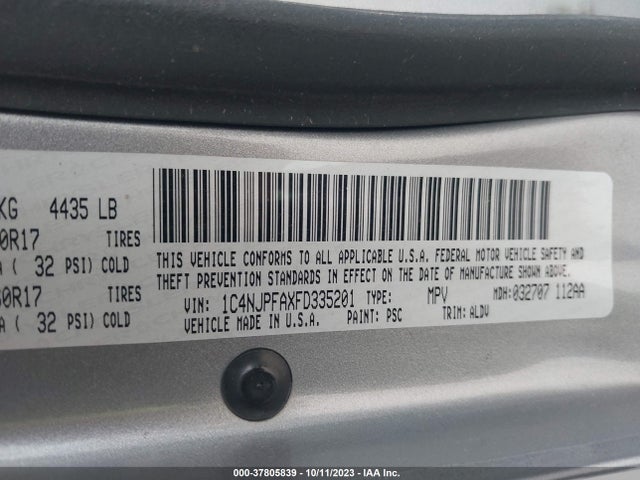 1C4NJPFAXFD335201 Jeep Patriot High Altitude Edition