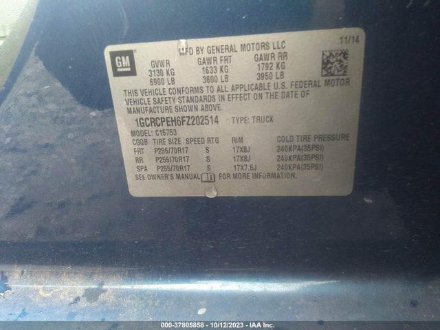 2015 CHEVROLET SILVERADO 1500 LS VIN: 1GCRCPEH6FZ202514
