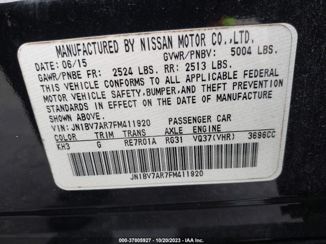 JN1BV7AR7FM411920 Infiniti Q50