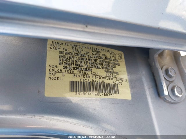 2011 NISSAN VERSA 1.8 S VIN: 3N1BC1CP6BL488393