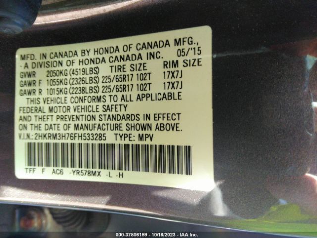 2HKRM3H76FH533285 Honda Cr-v Ex-l