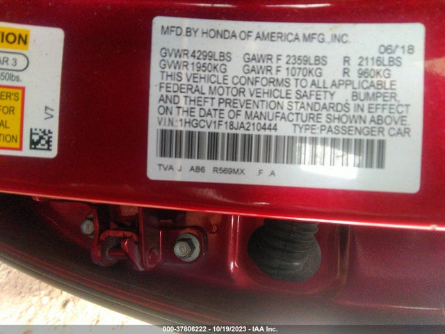 Honda ACCORD LX 2018 1HGCV1F18JA210444 Image 9