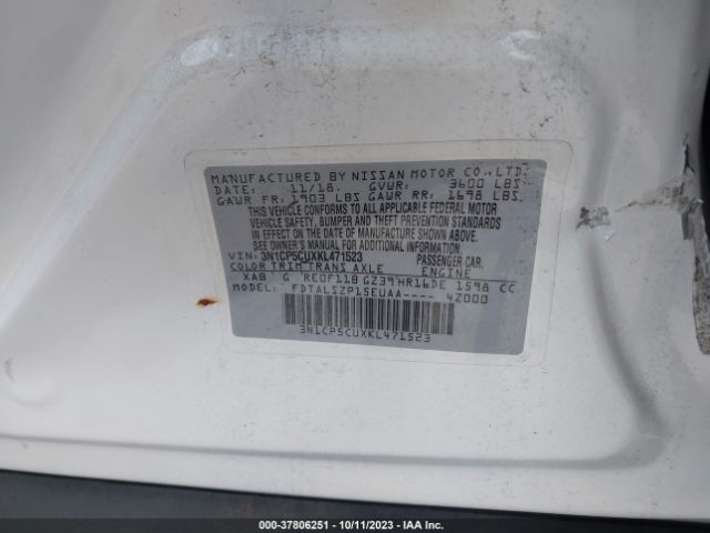3N1CP5CUXKL471523 Nissan KICKS SV