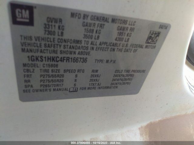 1GKS1HKC4FR166736 GMC Yukon Xl Slt