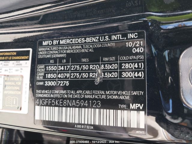 2022 MERCEDES-BENZ GLS 4JGFF5KE8NA594123 Photo 8