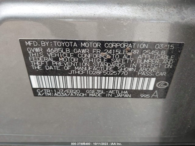 Lexus IS 250 2015 JTHCF1D28F5025770 Image 9
