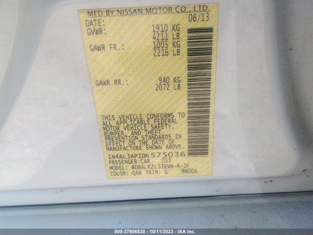2013 NISSAN ALTIMA 2.5 S VIN: 1N4AL3AP1DN575036
