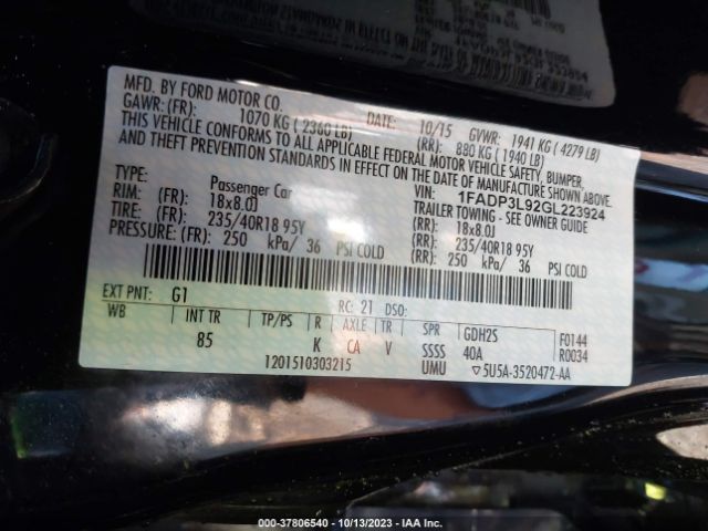 1FADP3L92GL223924 Ford FOCUS ST