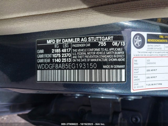 2014 MERCEDES-BENZ C 300 SPORT 4MATIC/LUXURY 4MATIC VIN: WDDGF8AB5EG193150