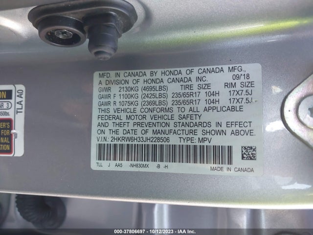 Honda CR-V LX 2018 2HKRW6H33JH228506 Image 9