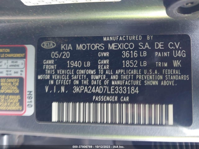 KIA RIO S 2020 3KPA24AD7LE333184 Image 9