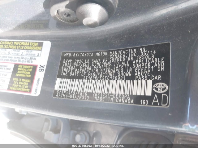 2014 TOYOTA COROLLA LE ECO VIN: 2T1BPRHE9EC170931