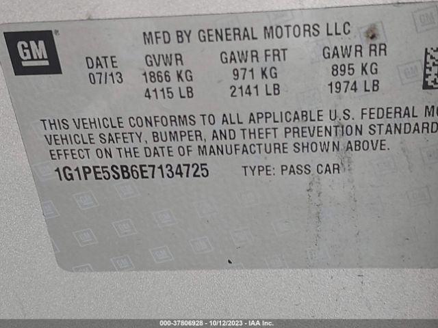 1G1PE5SB6E7134725 Chevrolet Cruze 2lt Auto
