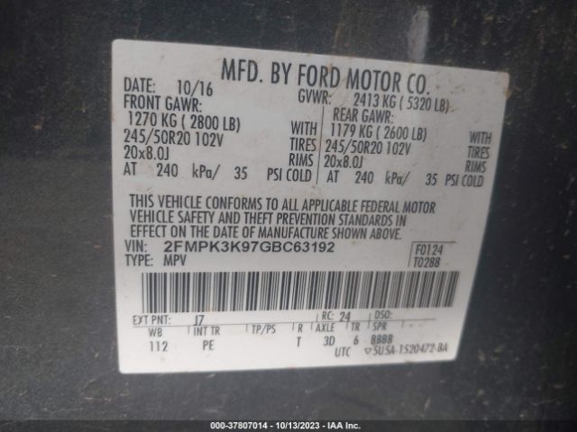 2FMPK3K97GBC63192 Ford Edge Titanium