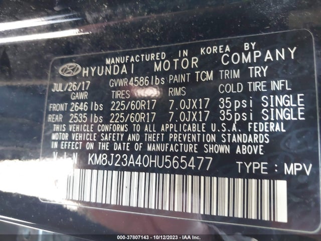 Hyundai TUCSON SE 2017 KM8J23A40HU565477 Image 9