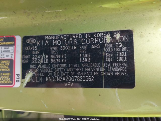 KNDJN2A20G7830562 KIA Soul Base