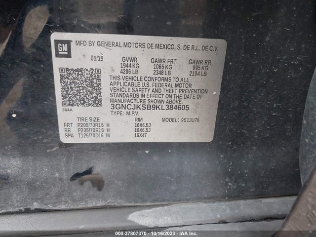 Chevrolet TRAX LS 2019 3GNCJKSB9KL384605 Image 9