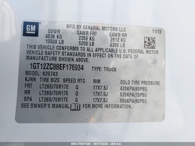 1GT12ZC88EF176934 GMC Sierra 2500hd Work Truck
