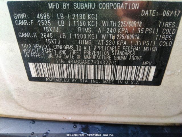 4S4BSANC7H3432201 Subaru Outback Limited