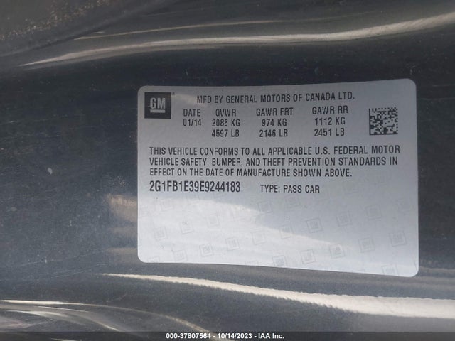 Chevrolet Camaro 1lt 2014 2G1FB1E39E9244183 Image 9