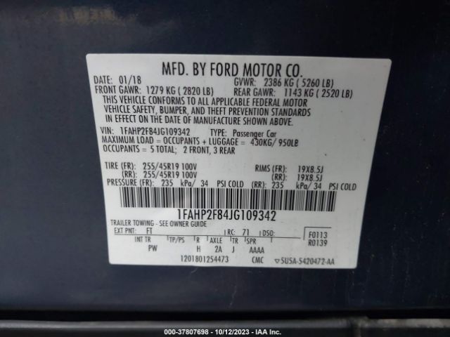 1FAHP2F84JG109342 Ford Taurus Limited