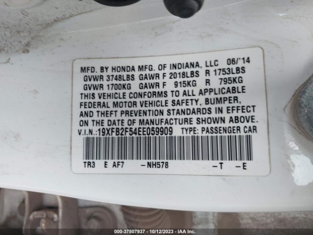 19XFB2F54EE059909 Honda Civic Lx