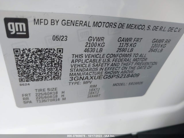 Chevrolet EQUINOX LT 2023 3GNAXUEG5PS218409 Image 9
