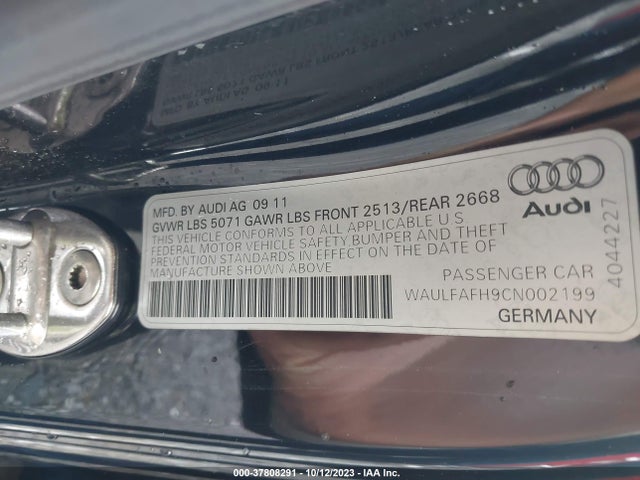 Aukcja sprzedaży 2012 Audi A5 2.0t Premium Plus, vin: WAULFAFH9CN002199, numer aukcji: 37808291