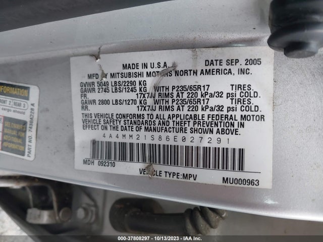 2006 MITSUBISHI ENDEAVOR 4A4MM21S86E027291 Photo 8
