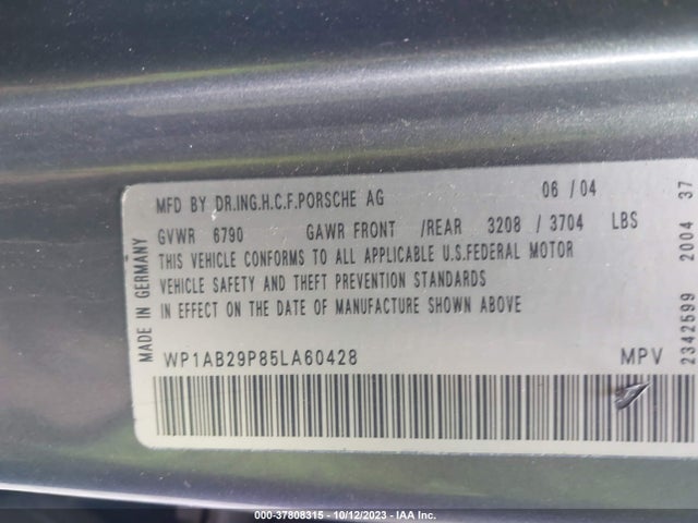 2005 PORSCHE CAYENNE WP1AB29P85LA60428 Photo 8