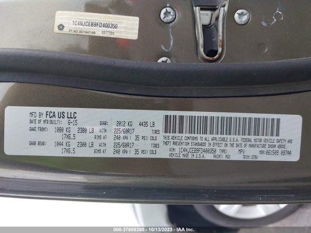 Jeep Compass Latitude 2015 1C4NJCEB9FD400350 Image 9